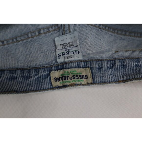 Vintage 90s Guess Mens 33x27 Distressed Relaxed Fit Denim Jeans Blue Cotton USA - Picture 11 of 16